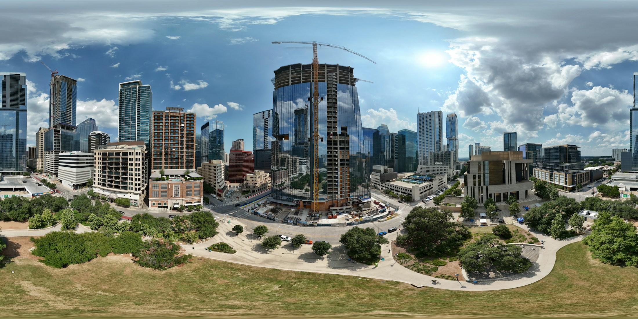 A detailed view of an active structural construction site
